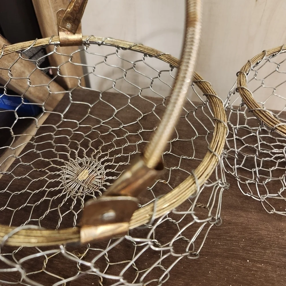 Set Of 2 Gold and Silver Wire Baskets